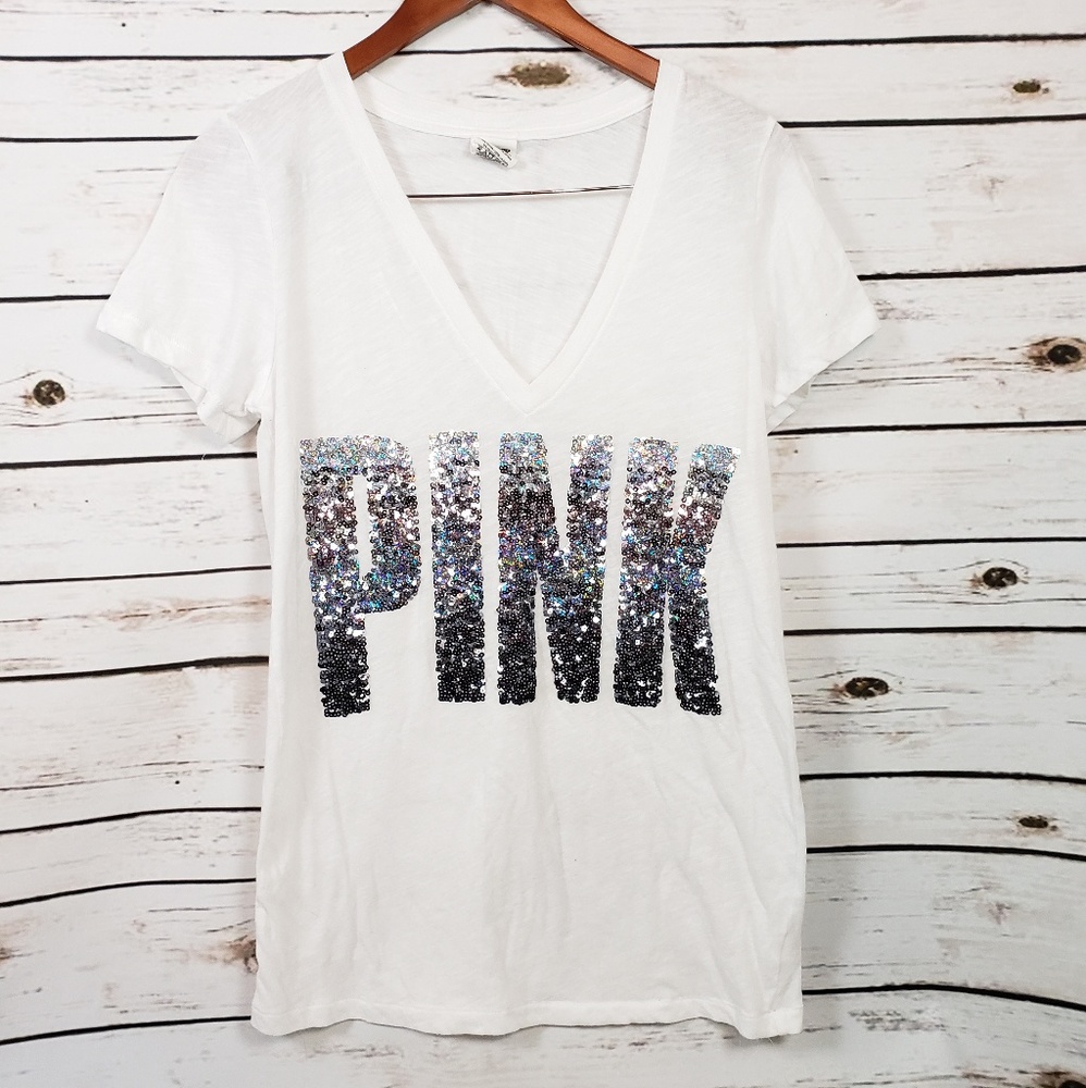 Victoria’s Secret PINK White Embellished Tee Shirt